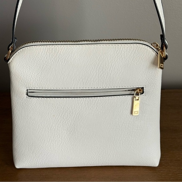 White Chevron Quilted Medium Crossbody Bag with Tassel Accent - Picture 3 of 11